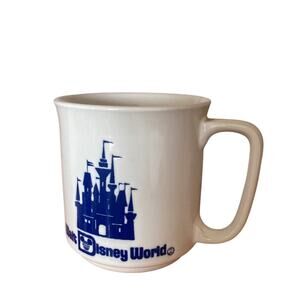 1970s Vintage Walk Disney World White Blue Mug Japanese Made